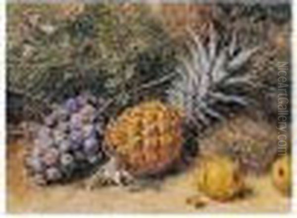 Still-life Of Grapes, A Pineapple And Pears Oil Painting by William Henry Hunt