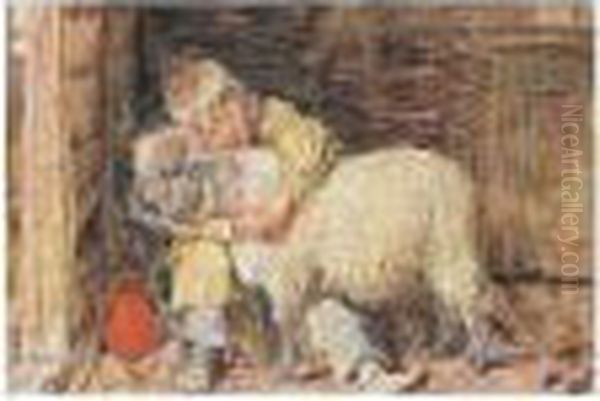 The Pet Lamb Oil Painting by William Henry Hunt