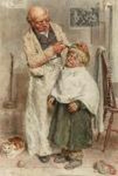 The Barber Oil Painting by William Henry Hunt