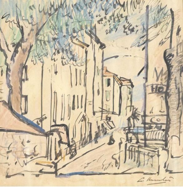 Street In Provence Oil Painting by George Leslie Hunter