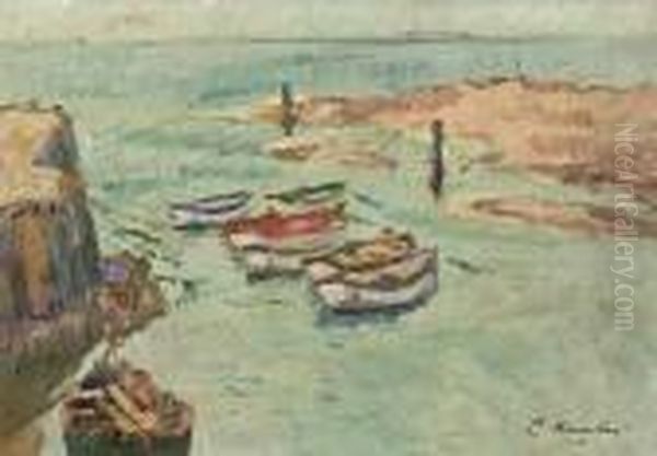 Boats And Figure, Largo Oil Painting by George Leslie Hunter