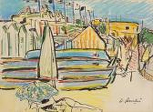 Juan Les Pins Oil Painting by George Leslie Hunter