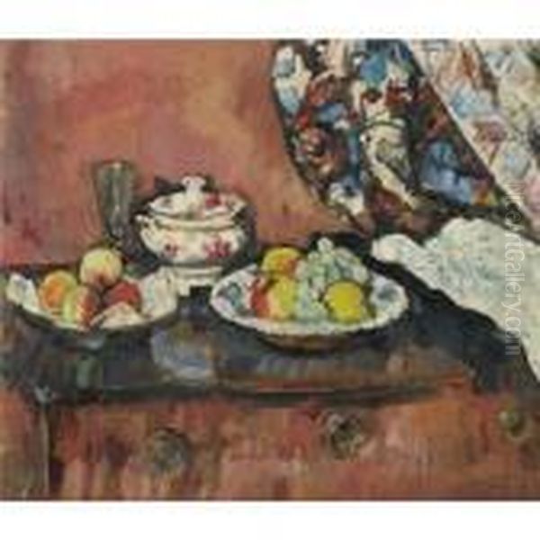 Still Life, Fruit Oil Painting by George Leslie Hunter