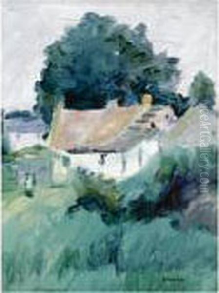 Cottages In Fife Oil Painting by George Leslie Hunter