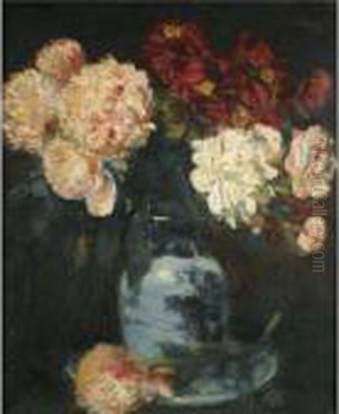 Still Life With Peonies Oil Painting by George Leslie Hunter