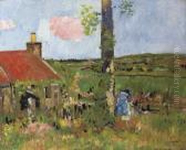 Fife Farm Oil Painting by George Leslie Hunter