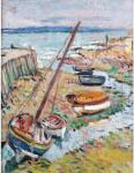 The Harbour At Largo Oil Painting by George Leslie Hunter