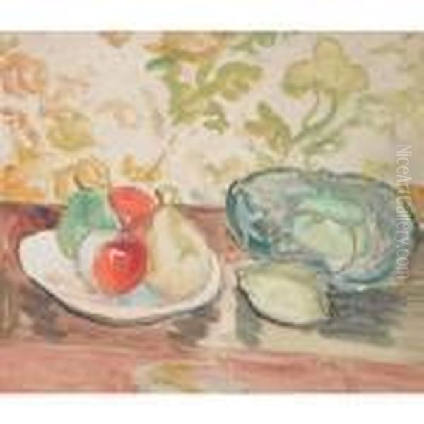 Still Life Of Fruit Oil Painting by George Leslie Hunter