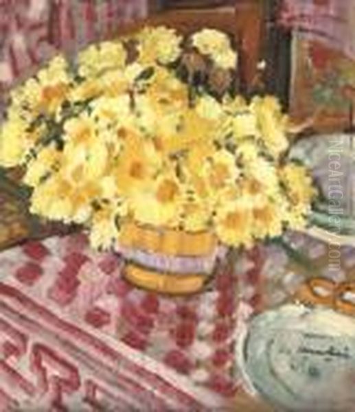 Still Life With Daffodils Oil Painting by George Leslie Hunter