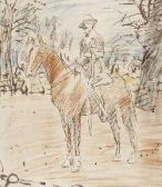 Equestrian Study Of R B Cunninhame Graham Oil Painting by George Leslie Hunter