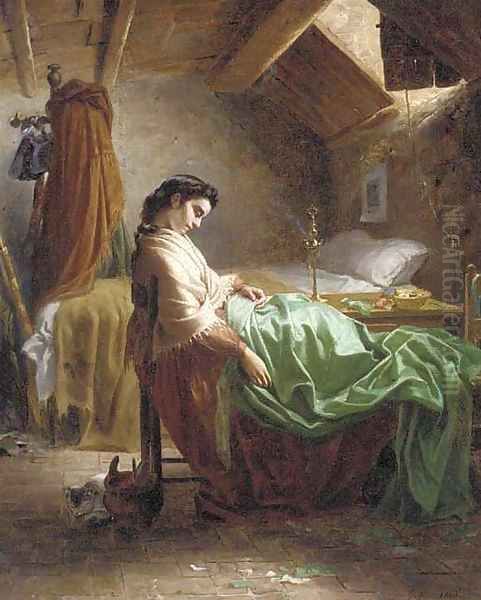 The sleeping seamstress Oil Painting by Paolo Mei