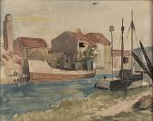 A Puffer (possibly Port Dundas) Oil Painting by George Leslie Hunter