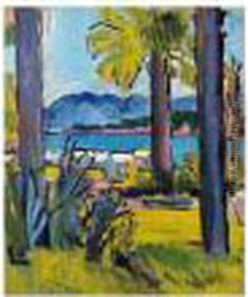 A View In The Cote De Azur, Circa 1920 Oil Painting by George Leslie Hunter