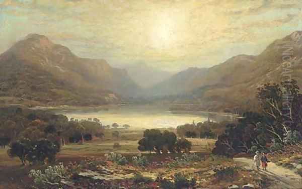 Figures in a Highland landscape Oil Painting by Robert Finlay McIntyre