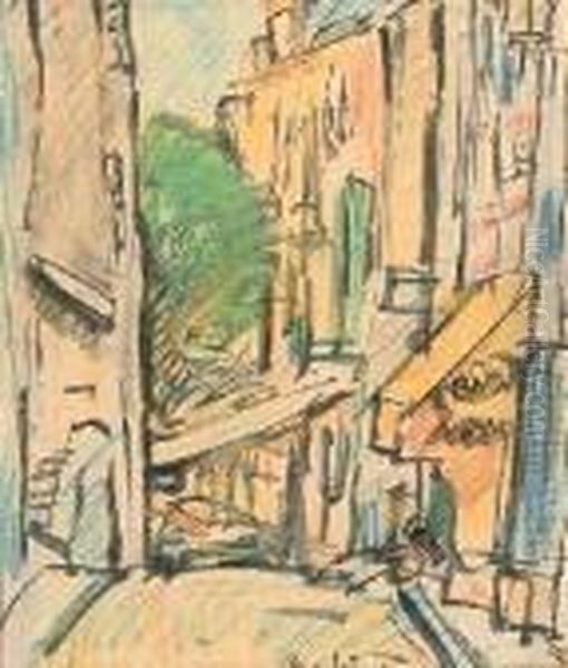 Street In Provence Oil Painting by George Leslie Hunter