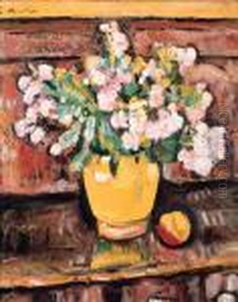 Still Life With Yellow Vase Oil Painting by George Leslie Hunter