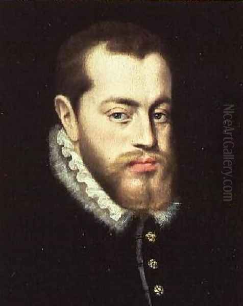 Portrait of Philip II of Spain 1527-1598 Oil Painting by Antonio Moro