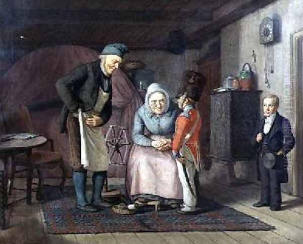 Visiting the Grandparents before First Communion Oil Painting by David Monies