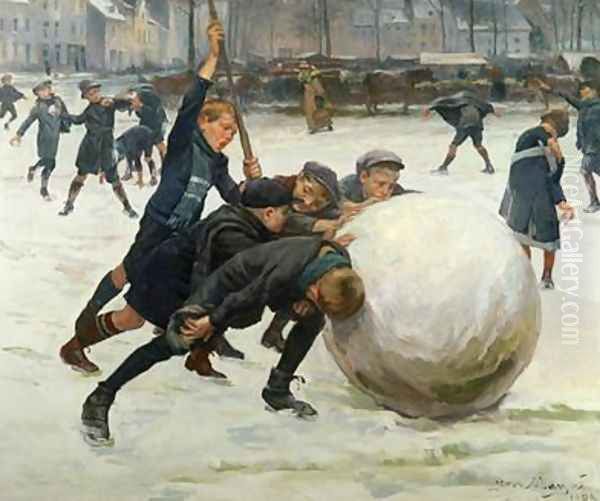 The Giantest Snowball 1903 Oil Painting by Jean Mayne