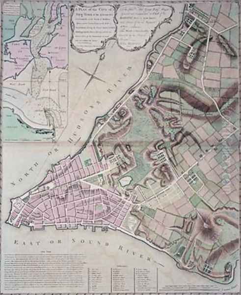 Plan of the city of New York and its environs to Greenwich surveyed 1775 Oil Painting by John Montresor