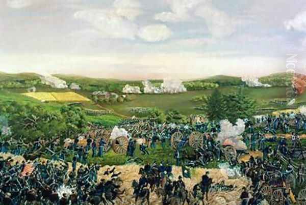 The Battle of Gettysburg 1863 Oil Painting by Sebastian Mayer