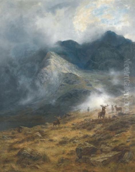 After The Shower - A Highland Brae Oil Painting by Louis Bosworth Hurt