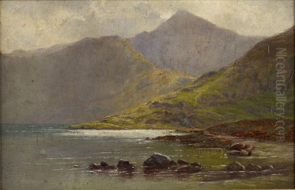 Mists Lifting Over A Highland Loch Oil Painting by Louis Bosworth Hurt