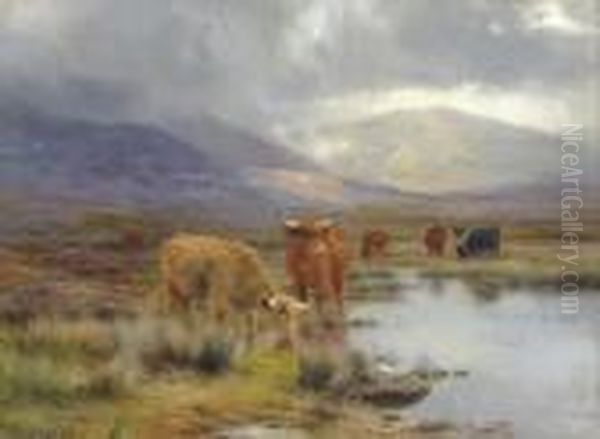 A Rainy Day In The Highlands Oil Painting by Louis Bosworth Hurt