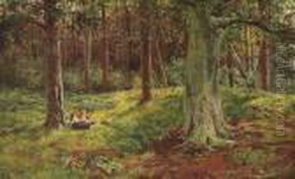 In The Wood Oil Painting by Louis Bosworth Hurt