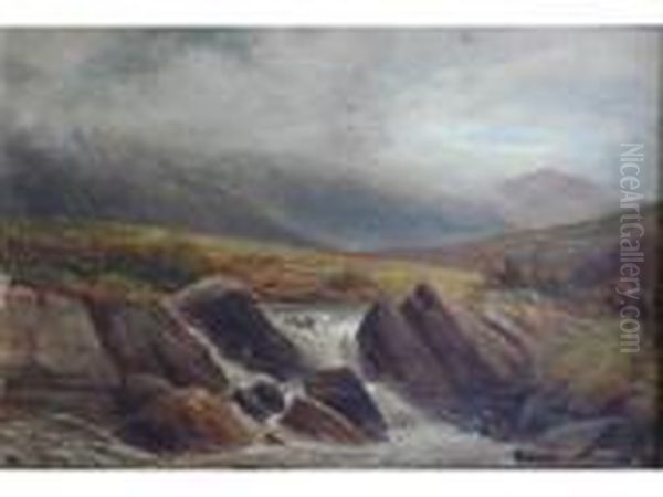 A Highland Burn Oil Painting by Louis Bosworth Hurt