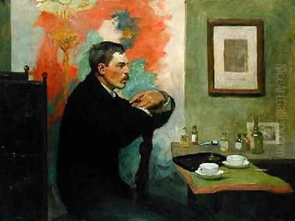 The Painter Julius Wohlers in his Studio 1895 Oil Painting by Alfred Mohrbutter