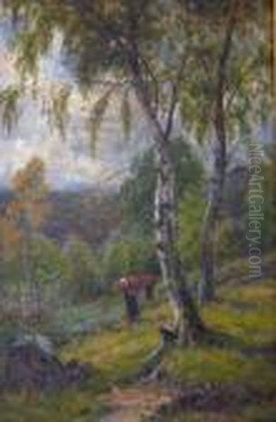 Gathering Firewood Oil Painting by Louis Bosworth Hurt