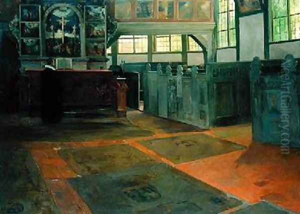 The Church of Allermohe 1895 Oil Painting by Alfred Mohrbutter