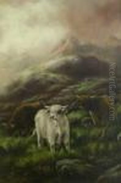 Highland Cattle Oil Painting by Louis Bosworth Hurt