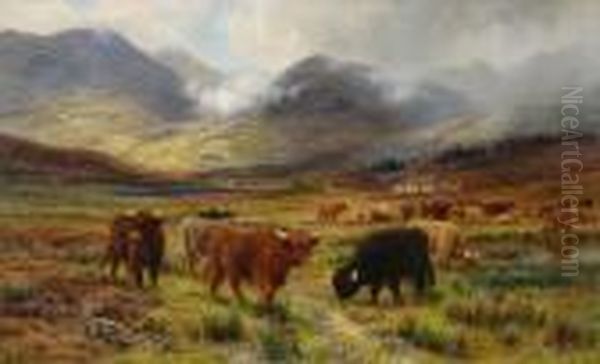 Resting The Drove - The Hills Of Farlochaber Oil Painting by Louis Bosworth Hurt