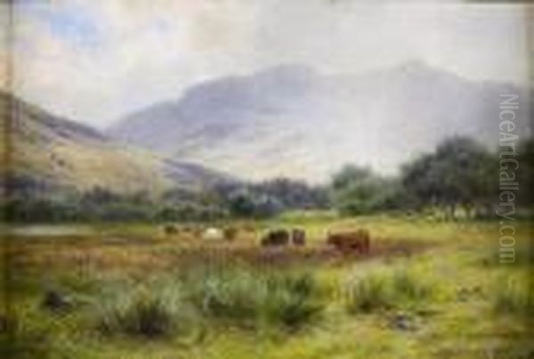 At Strathyre, Perthshire: A Passingshower Oil Painting by Louis Bosworth Hurt