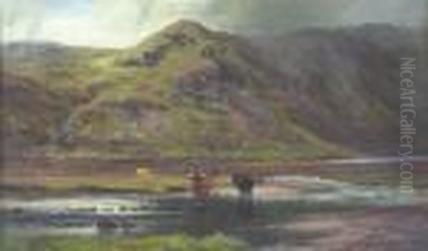 Ben Lea, Isle Of Skye From The Head Of Loch Sligachan, Low Tide Oil Painting by Louis Bosworth Hurt