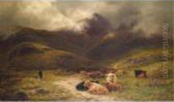 At The Head Of Glen Etive Oil Painting by Louis Bosworth Hurt