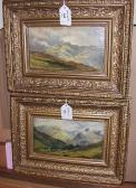 Ben Nevis, And Ben Vane, With Initials, Dated '97 And '99 And Inscribed Oil Painting by Louis Bosworth Hurt