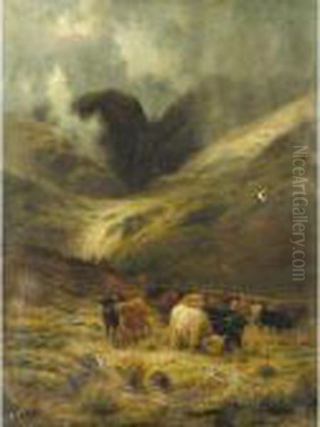 A Gleam Thro' The Rain, A Ross-shire Glen Oil Painting by Louis Bosworth Hurt