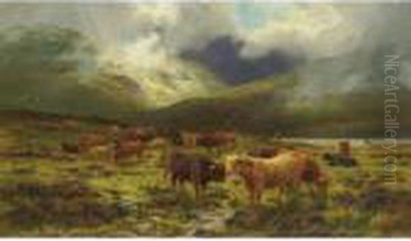 A Highland Drove Oil Painting by Louis Bosworth Hurt