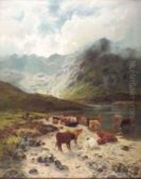 A Rest By A Ross-shire Loch Oil Painting by Louis Bosworth Hurt