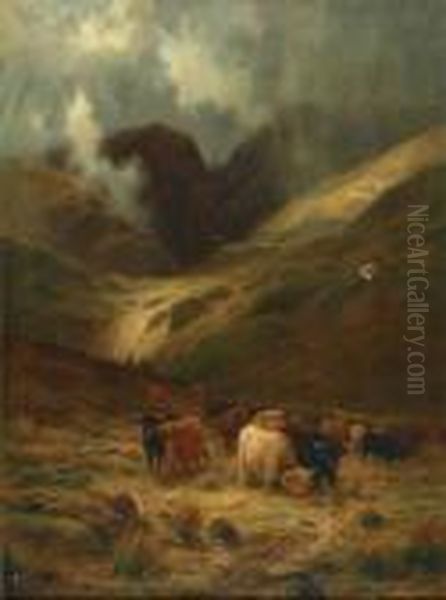 A Gleam Thro' The Rain, A Rossshire Glen Oil Painting by Louis Bosworth Hurt