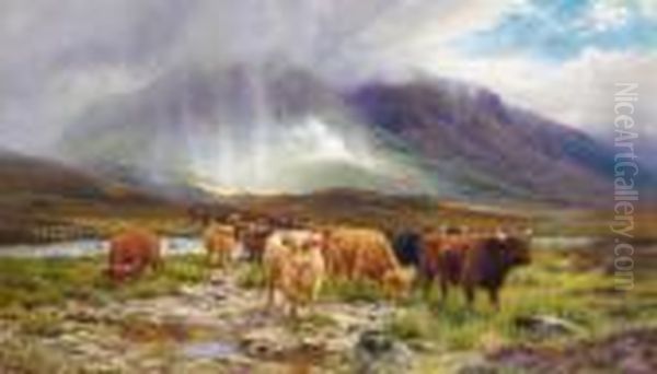 Passing Shower Glen Orchy Oil Painting by Louis Bosworth Hurt