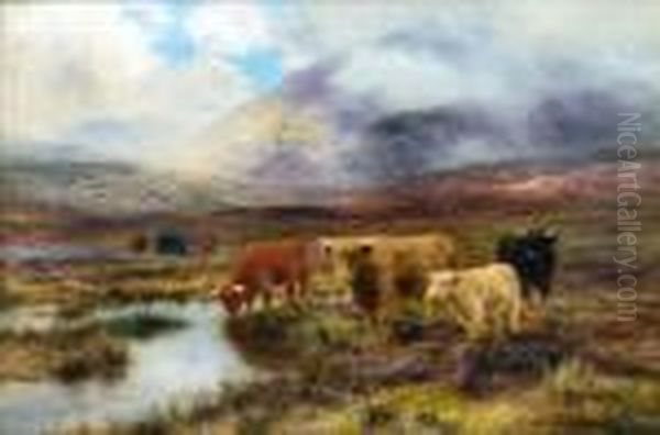 Scottish Moorland Oil Painting by Louis Bosworth Hurt