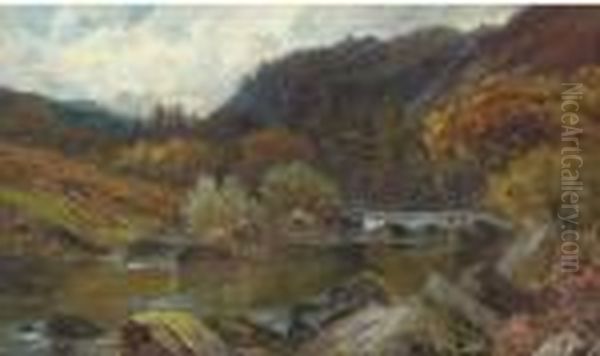 The Wooded River Valley Oil Painting by Louis Bosworth Hurt