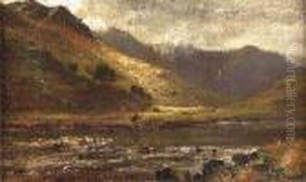 Fishing, Glen Shiel, Ross-shire Oil Painting by Louis Bosworth Hurt