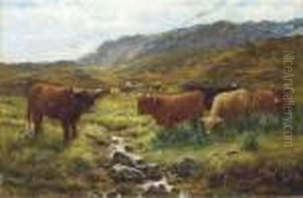 Afternoon On A Perthshire Moorland Oil Painting by Louis Bosworth Hurt