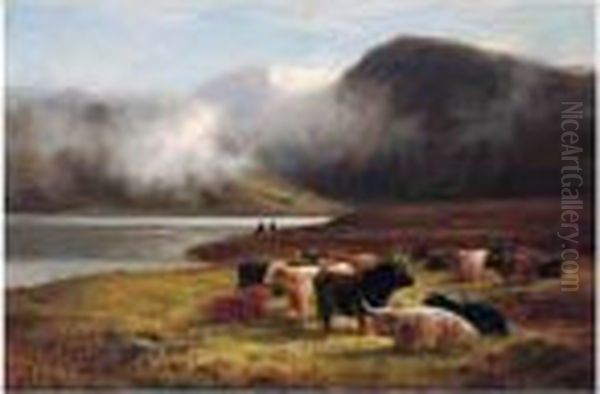 Evening In The Highlands Oil Painting by Louis Bosworth Hurt