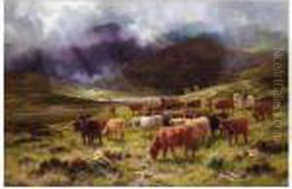 Glen Dochart, Near The Black Mount Oil Painting by Louis Bosworth Hurt